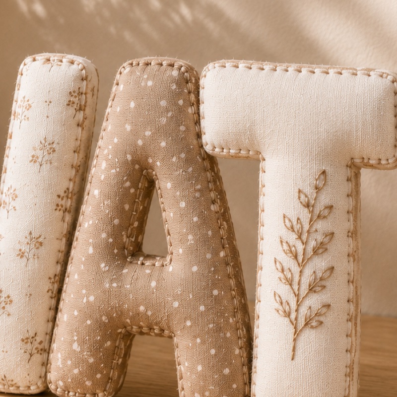 Látková písmena na přání — detail 1